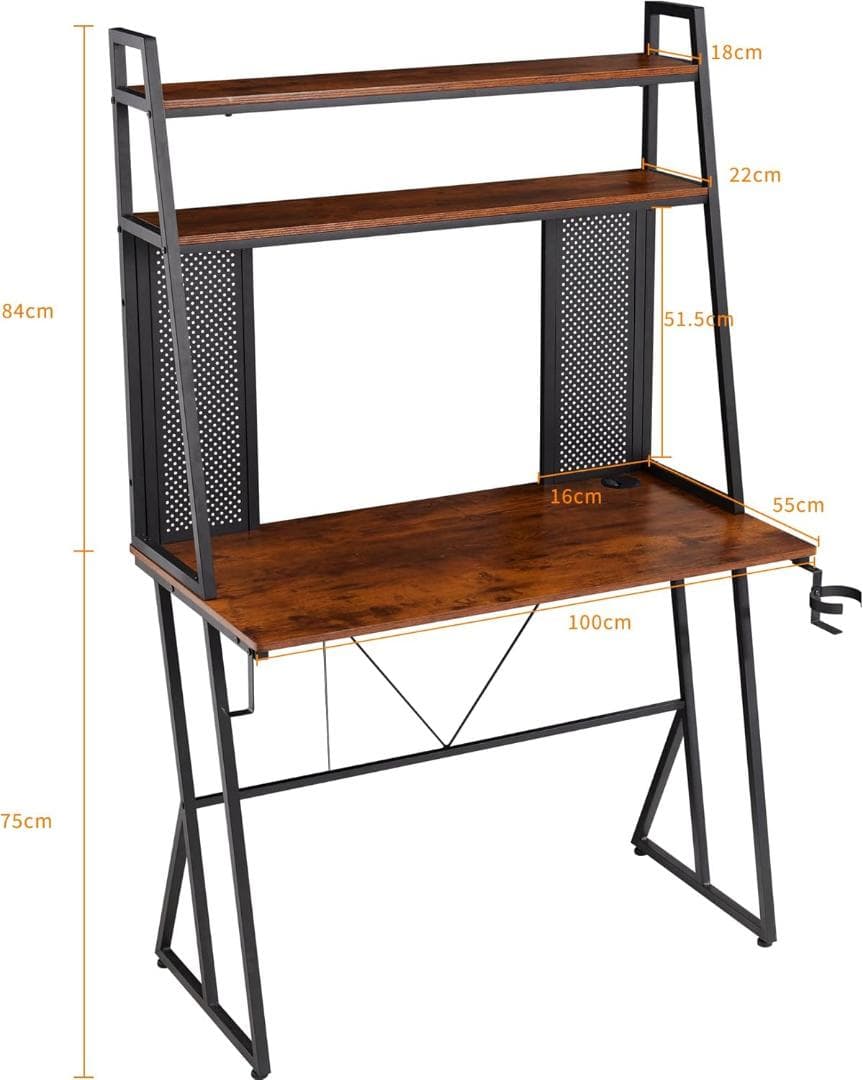 きょうこ☆さま ゲーミングデスク パソコンデスク 収納一体型 有孔ボード付き