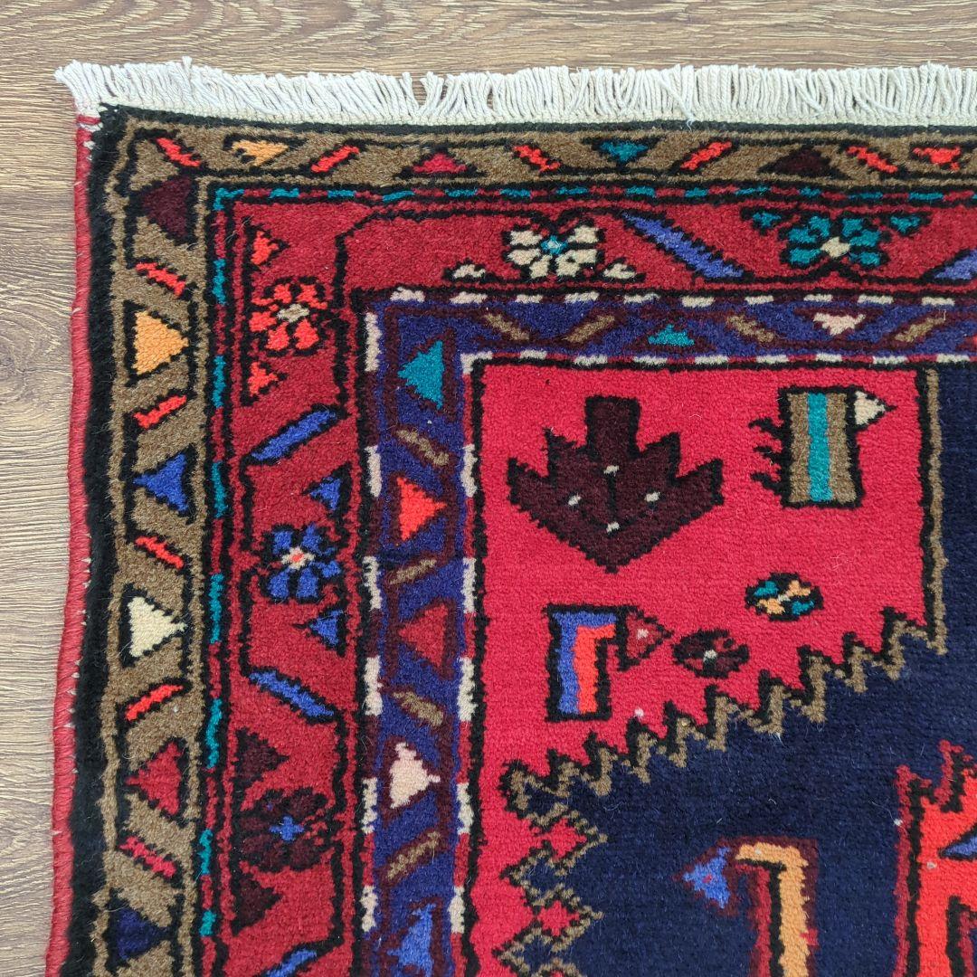 ペルシャ絨毯　ハマダン　ヴィンテージラグ　手織り絨毯　ウール　コットン