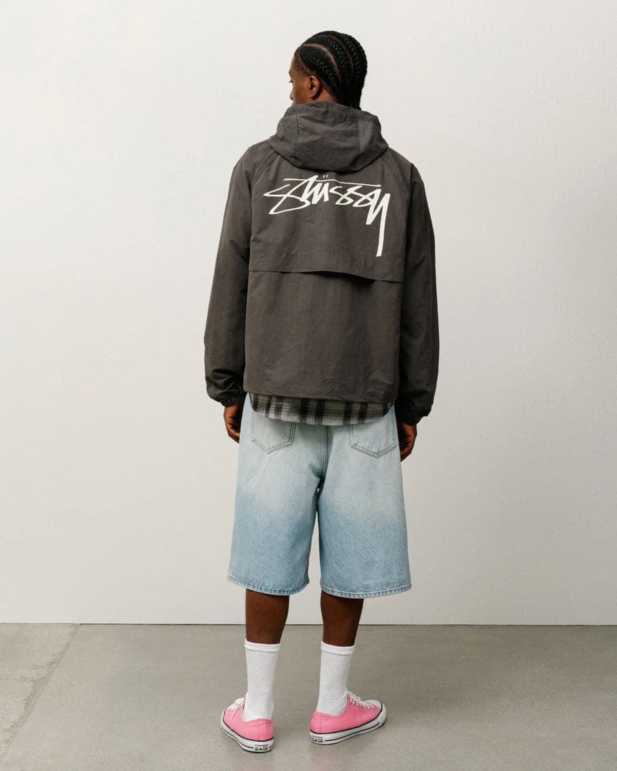 ジャケット・アウター STUSSY BEACH SHELL WAVE DYE BLACK M