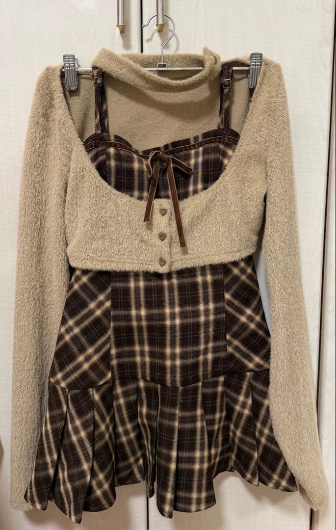 BunnyLis ファーボレロ×チェックミニワンピ Nogenki ワンピース