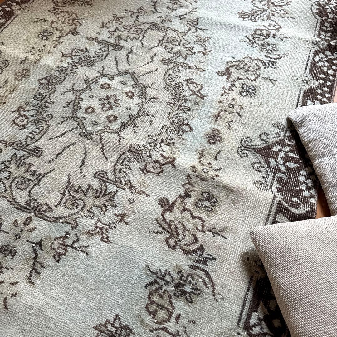 専用　113×169.5淡いグリーン　メダリオン　トルコヴィンテージラグ