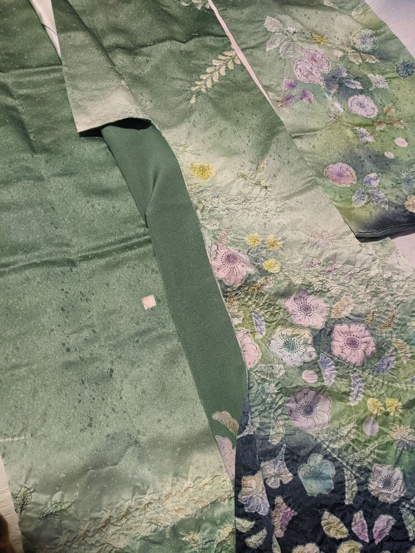 295【最終価格】翡翠色　金通し　落款辻ヶ花振袖6点フルセット成人式卒業式謝恩会