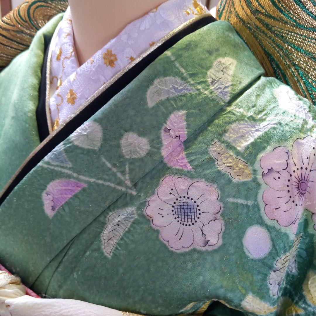 295【最終価格】翡翠色　金通し　落款辻ヶ花振袖6点フルセット成人式卒業式謝恩会