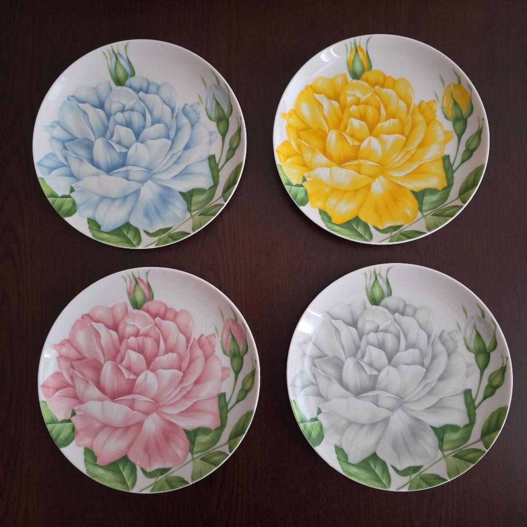 【未使用】TAITU 薔薇4色プレートセット