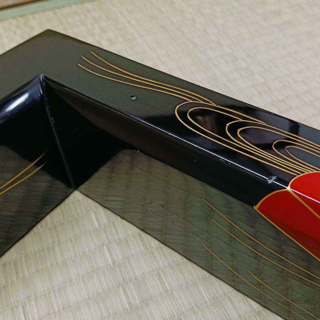 AN19 炉縁 村田宗覚作 花筏蒔絵 木製漆塗 共箱 外箱 茶道具