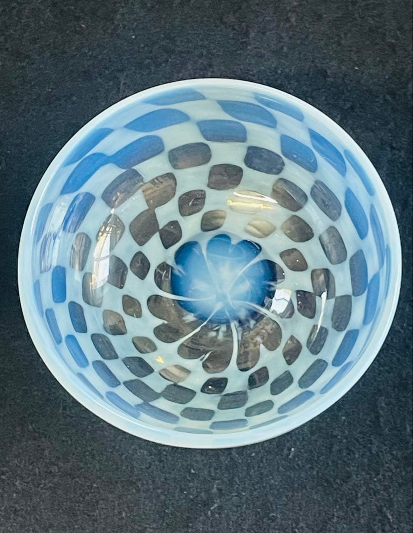 大正ロマン　脚黒市松模様氷コップ