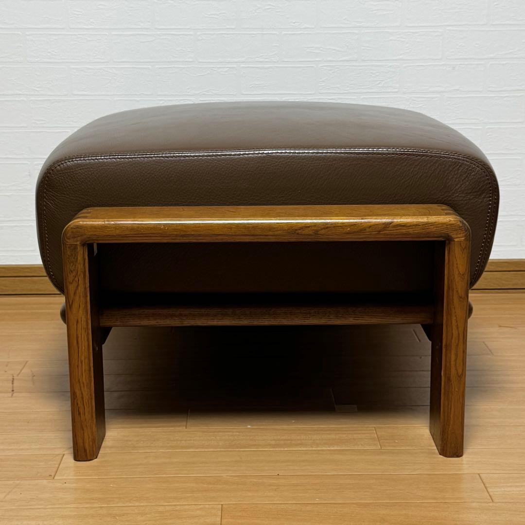 【状態良好】カンディハウス ボルス リビング スツール オットマン レザー張り