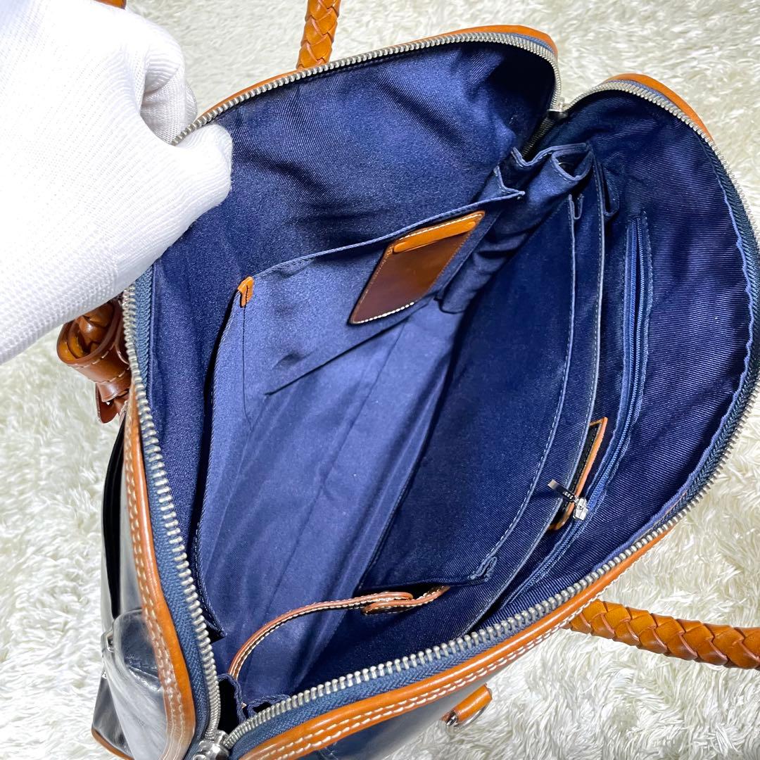 定番❗️キーファーノイ ブリーフケース ネイビー 2way A4 イタリアンレザー