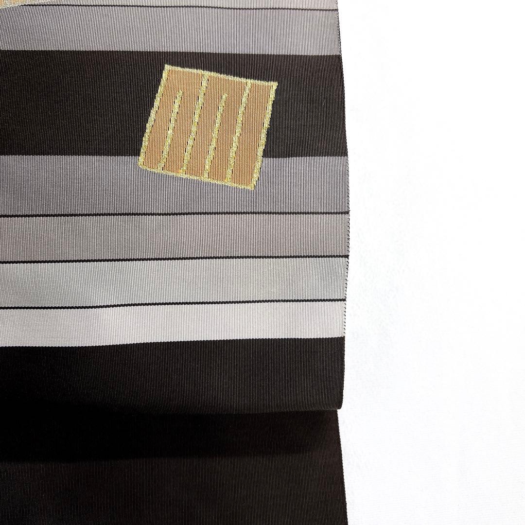 名古屋帯　松葉仕立て　綴れ織　源氏香　横縞　ブラウンカラー　着物　013tz