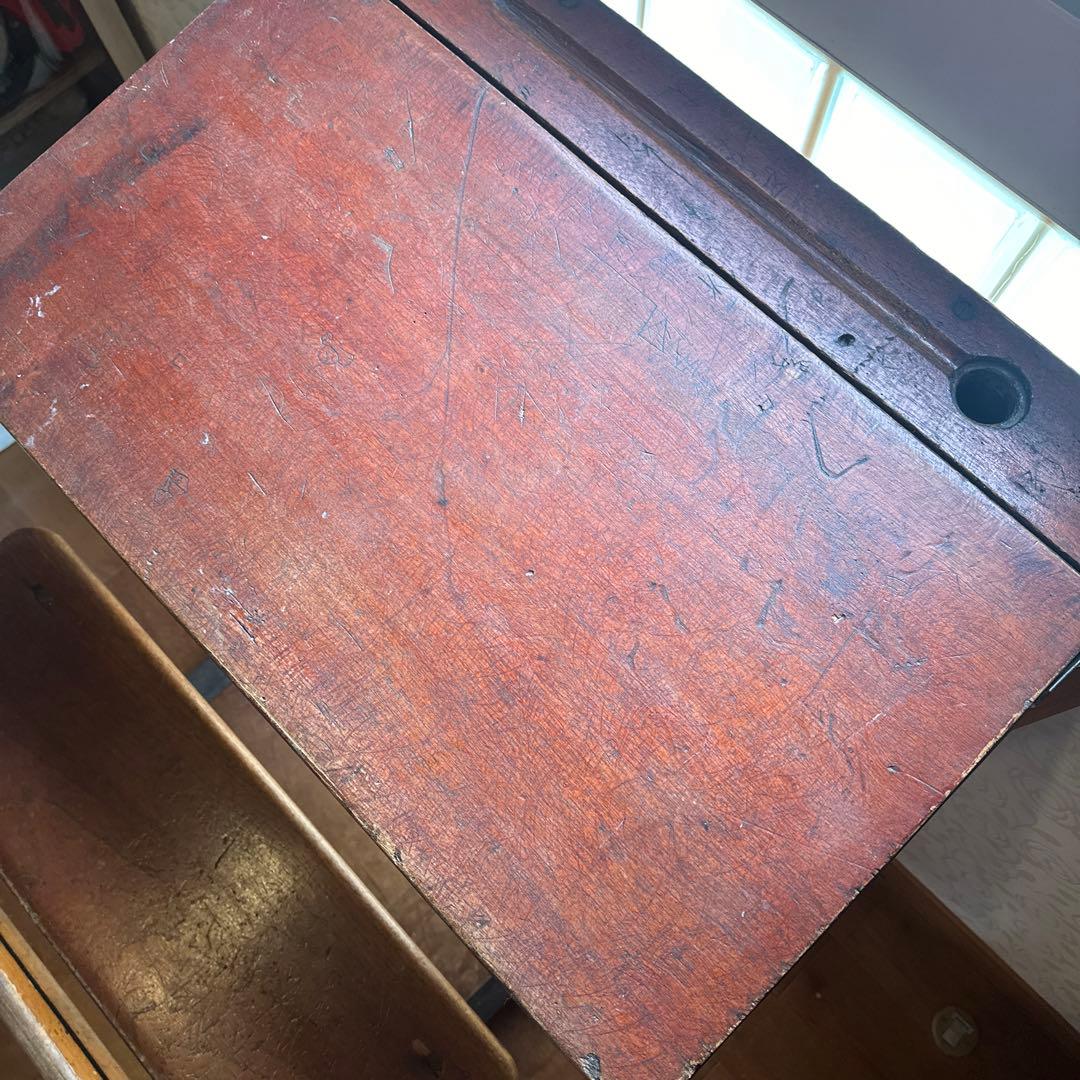 イギリス？　アンティーク　ビンテージ　スクールデスク ベンチ