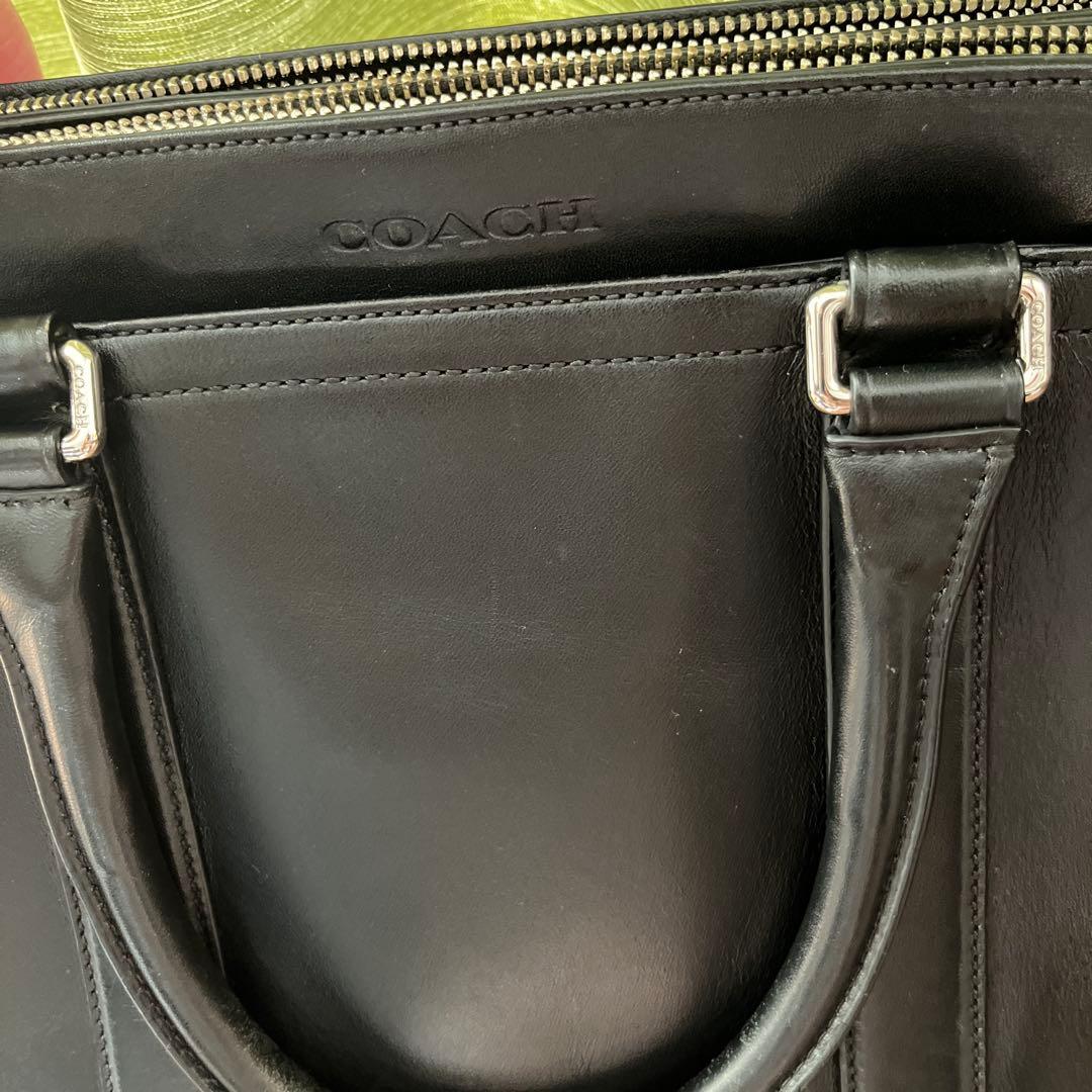 【美品】COACH コーチ　ブラック レザー　ビジネスバッグ　トート　本革