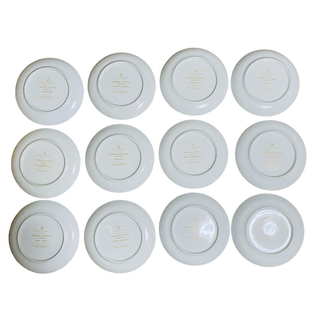 野鳥絵皿　フランス　リモージュ　フランクリンポーセリン　12枚