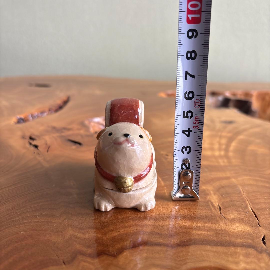 干支香合 太鼓 子犬 戌年 伊東桂楽造 楽焼 茶道具 共箱