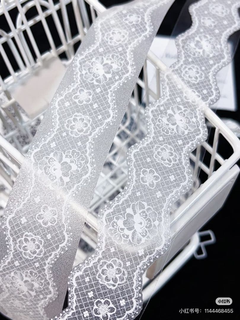 【9475】海外　5m巻四本セット　ラメ加工カッティングマスキングテープ　レース