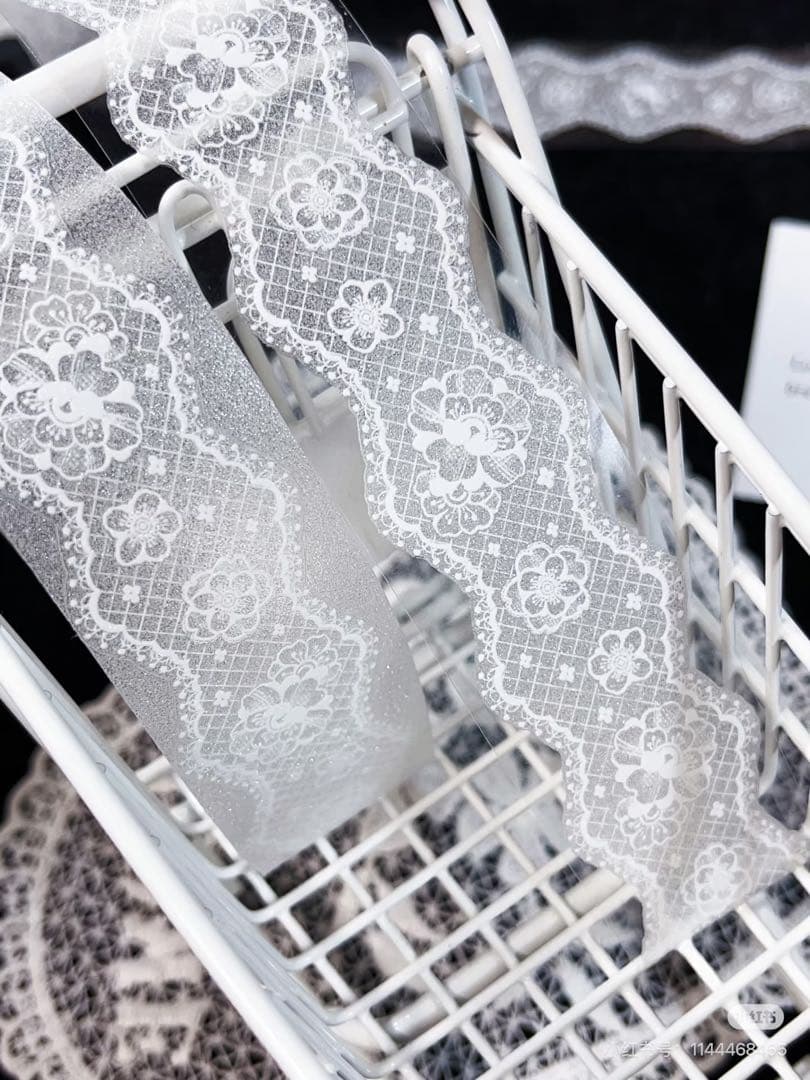 【9475】海外　5m巻四本セット　ラメ加工カッティングマスキングテープ　レース