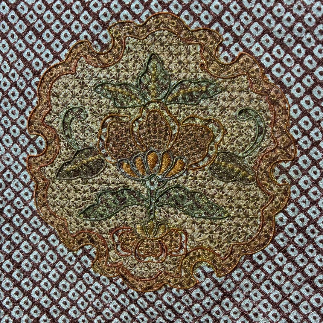 D179訪問着　総絞り総刺繍　汕頭・蘇州　正絹着物　袷　しつけ糸付き未使用極美品