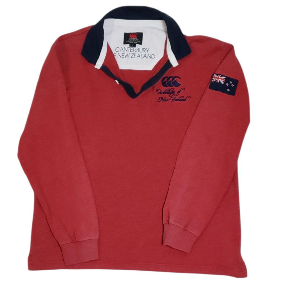 Canterbury　ラガーシャツ　パッチ&刺繍　オリジナルボタン　Lサイズ長袖