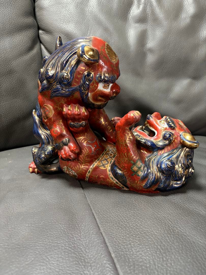 獅子　絡み獅子 戯れ獅子　置物