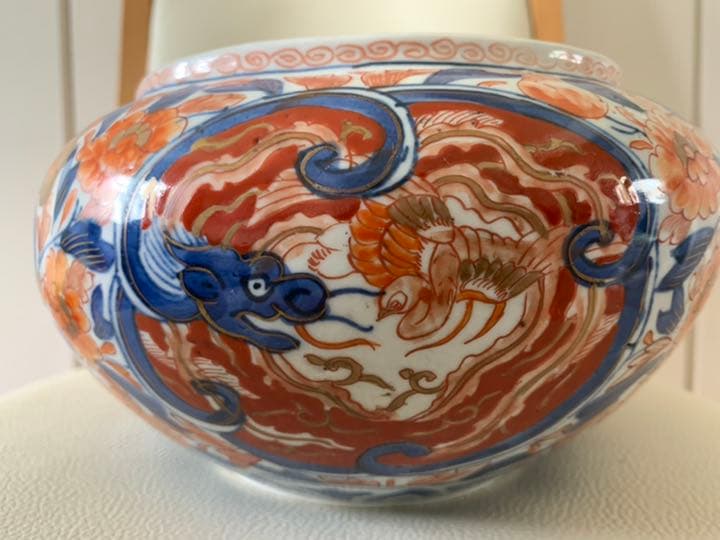 古伊万里 染付　深鉢　金襴手大鉢 色絵染付 中国骨董品