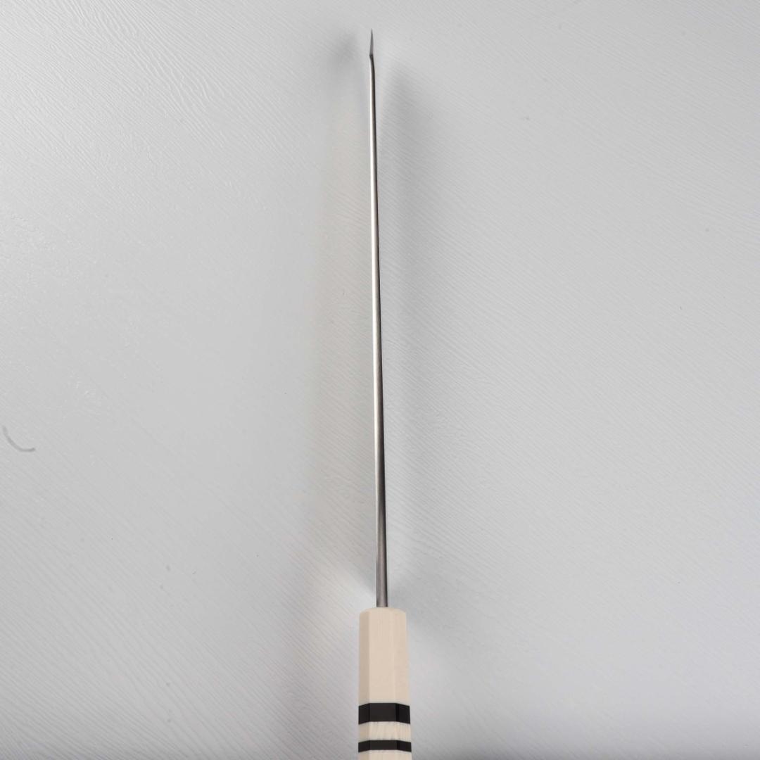 梵静刃物 牛刀 尺 ウルトラ鏡面仕上げ 和牛刀 両刃包丁 人工象牙黒三本巻八角柄