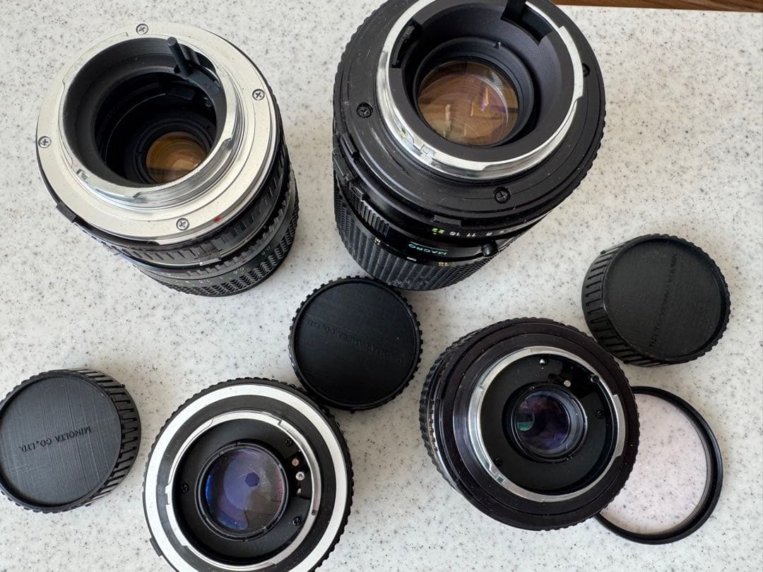 MINOLTA X-700 一眼レフカメラ レンズ4本、フラッシュ付 ジャンク品