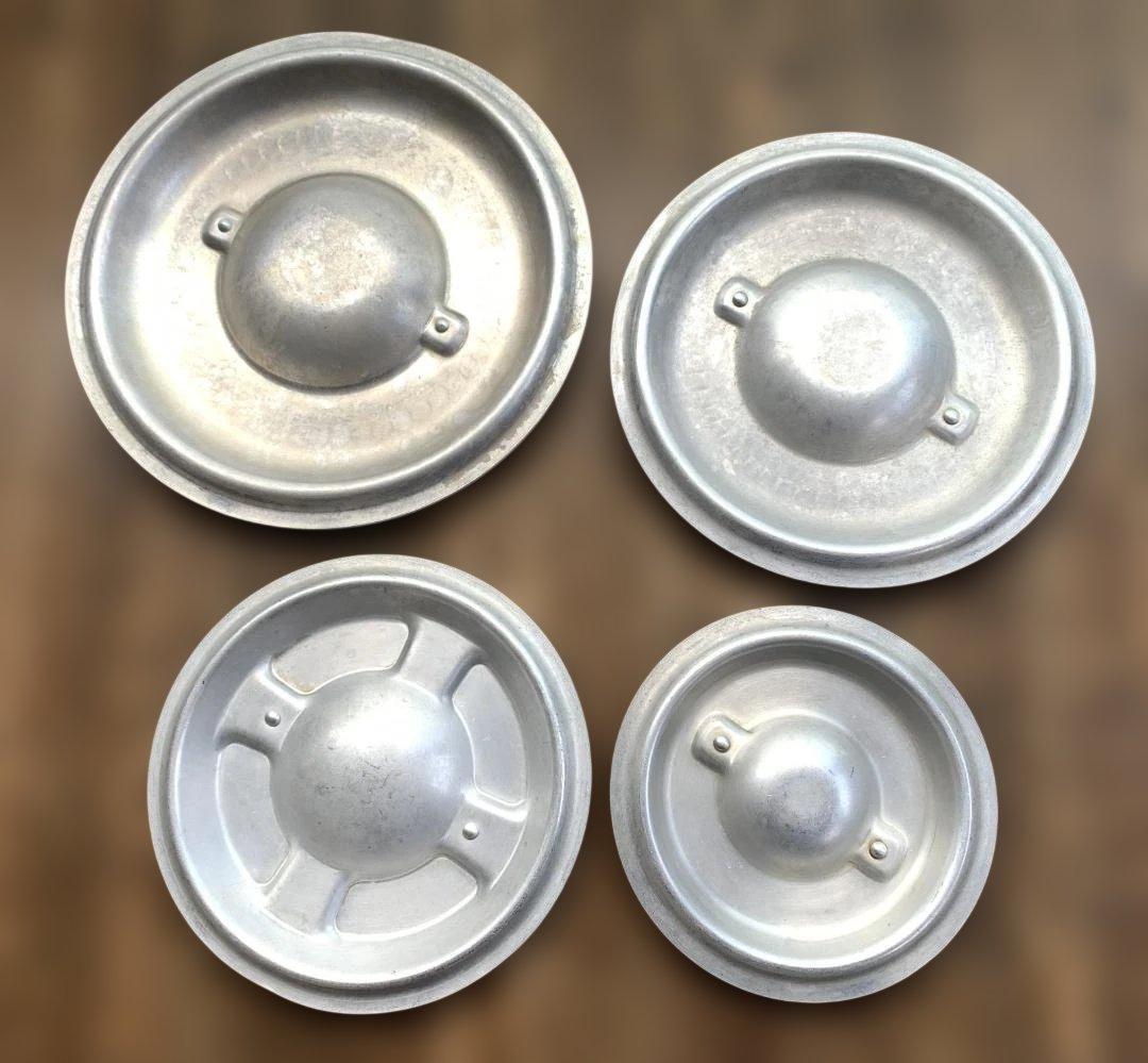 アカオアルミ DON 片手浅型鍋 4点 直径24・21・18・15㎝ 蓋付き ➁