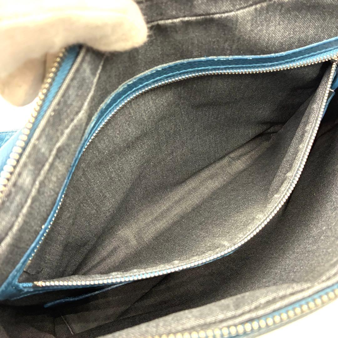 高級 ディオール オム ショルダーバッグ A4収納 フラップ レザー ブルー系