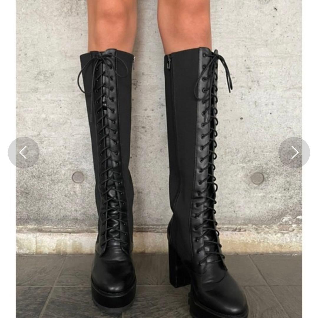 最終値下げ 新品 EGOIST エゴイスト サイドニットレースUPブーツ ロング