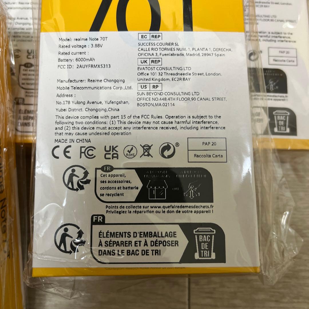 REALME NOTE 70T 本体 RAM 4GB+64GB 5台セット