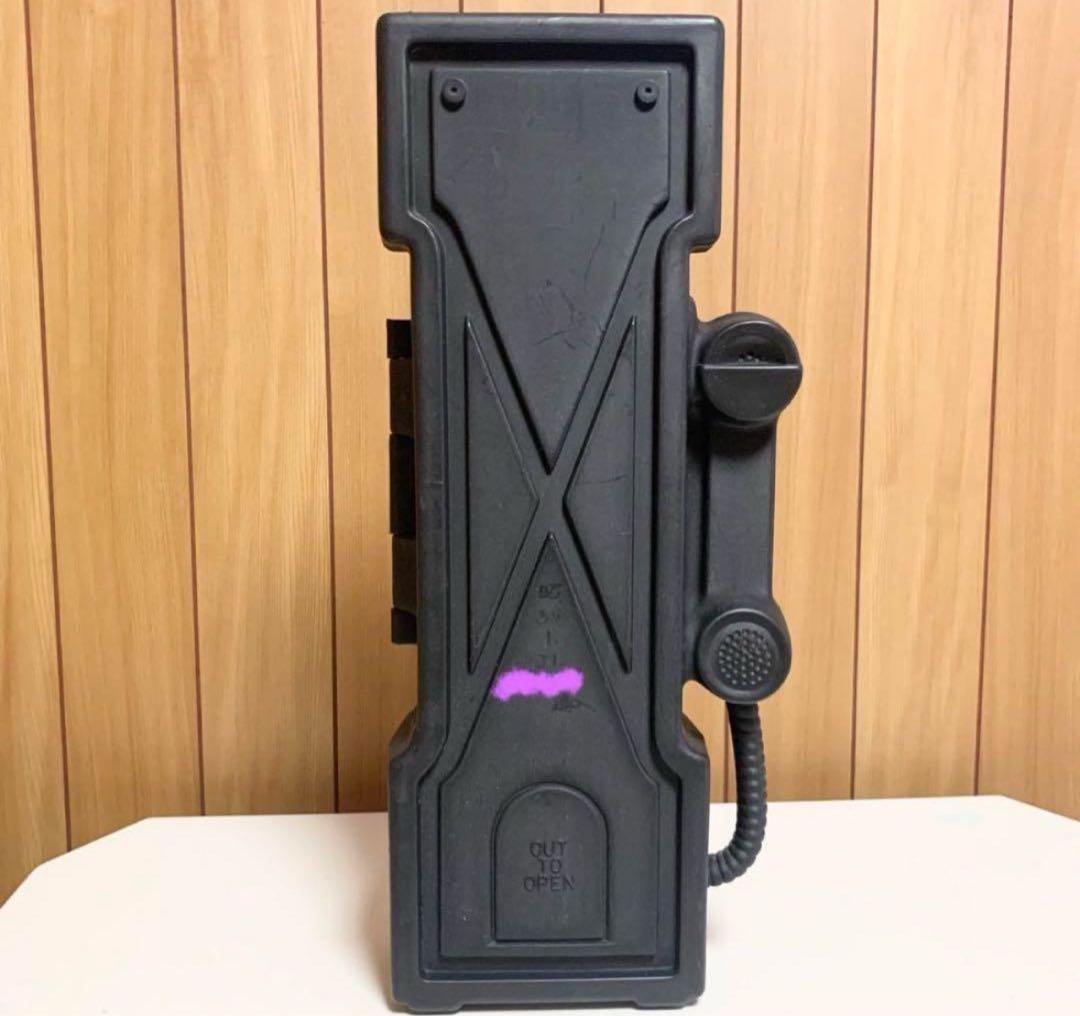 ☆匿名配送 公衆電話型貯金箱 黒電話 昭和レトロ ブラック 鏡 ミラー BIG