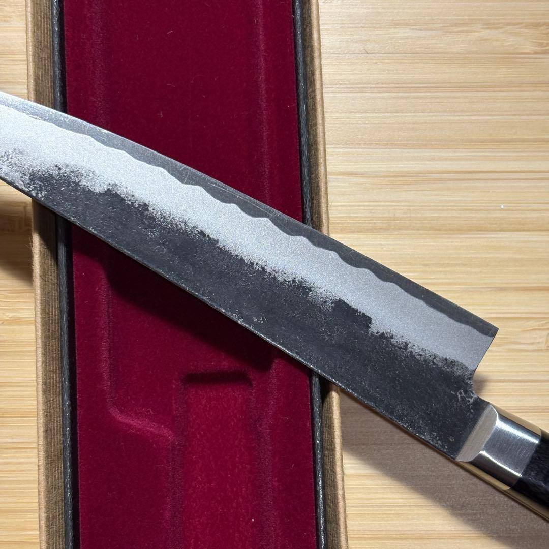 邑田武峰作　古式百錬黒打ペティ135mm 両刃