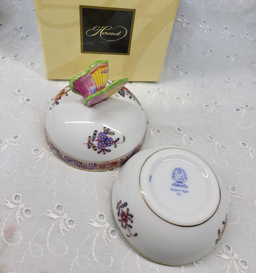 未使用近✨ヘレンド アポニーフラワー 蝶 小物入れ ボンボン入れ 箱