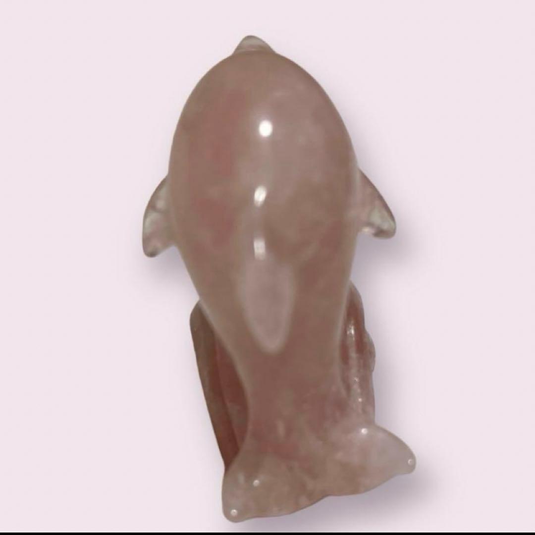 可愛いパワーストーン ローズクォーツのイルカの置物