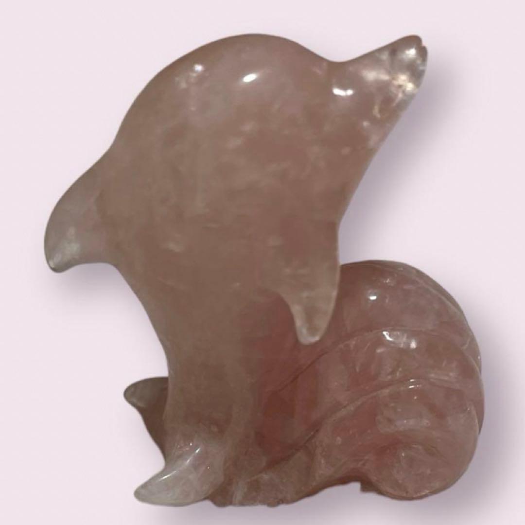 可愛いパワーストーン ローズクォーツのイルカの置物