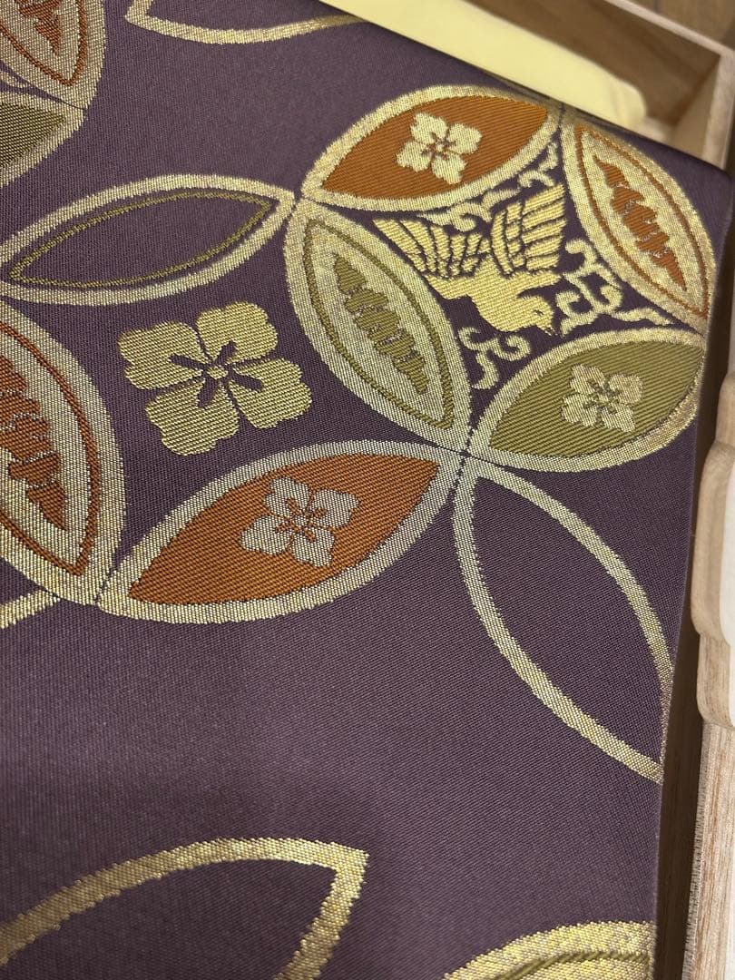 勝山織物　七宝連環　正絹西陣本袋帯　桐箱入り