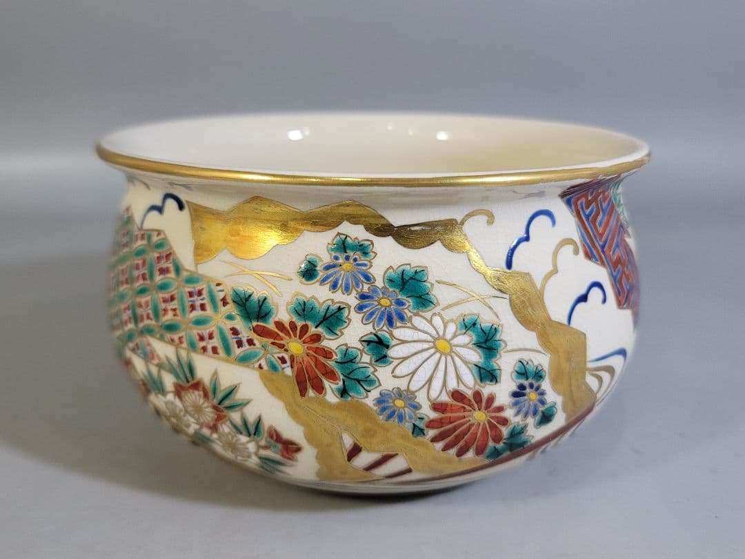 DT530 茶道具 色絵 扇流紋 皆具 共箱