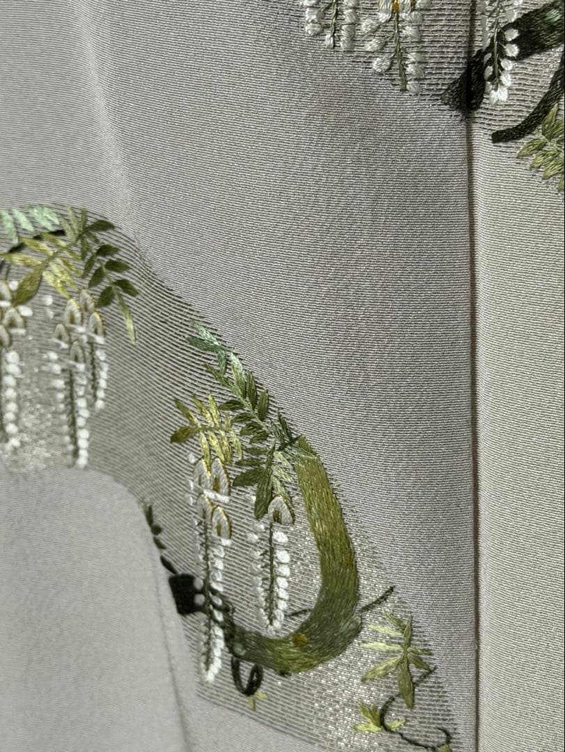 訪問着フルセット　総刺繍　扇面に藤の花