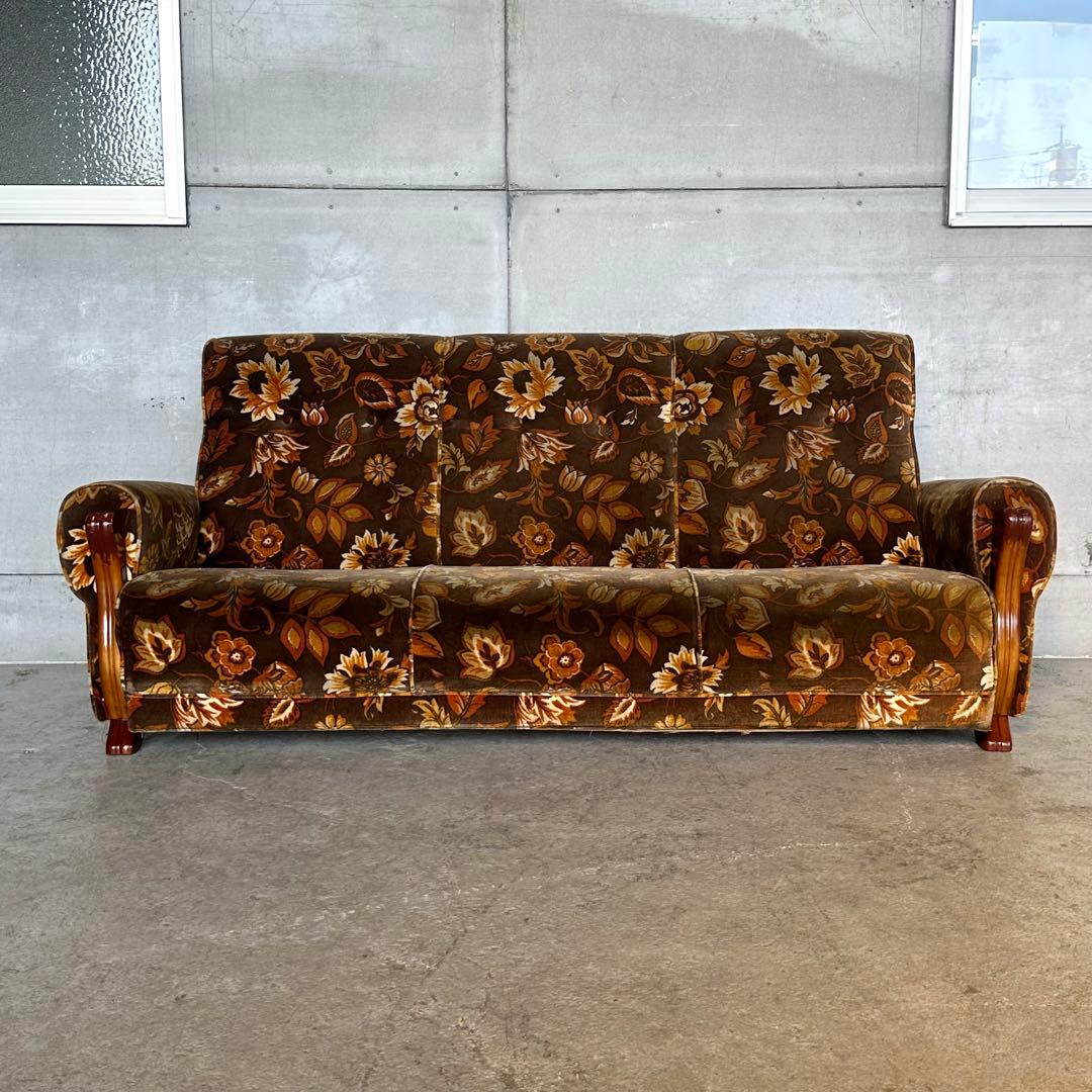 ꧁✿✿✿꧂金華山 ヴィンテージ 70s ミッドセンチュリー 3人掛けソファー