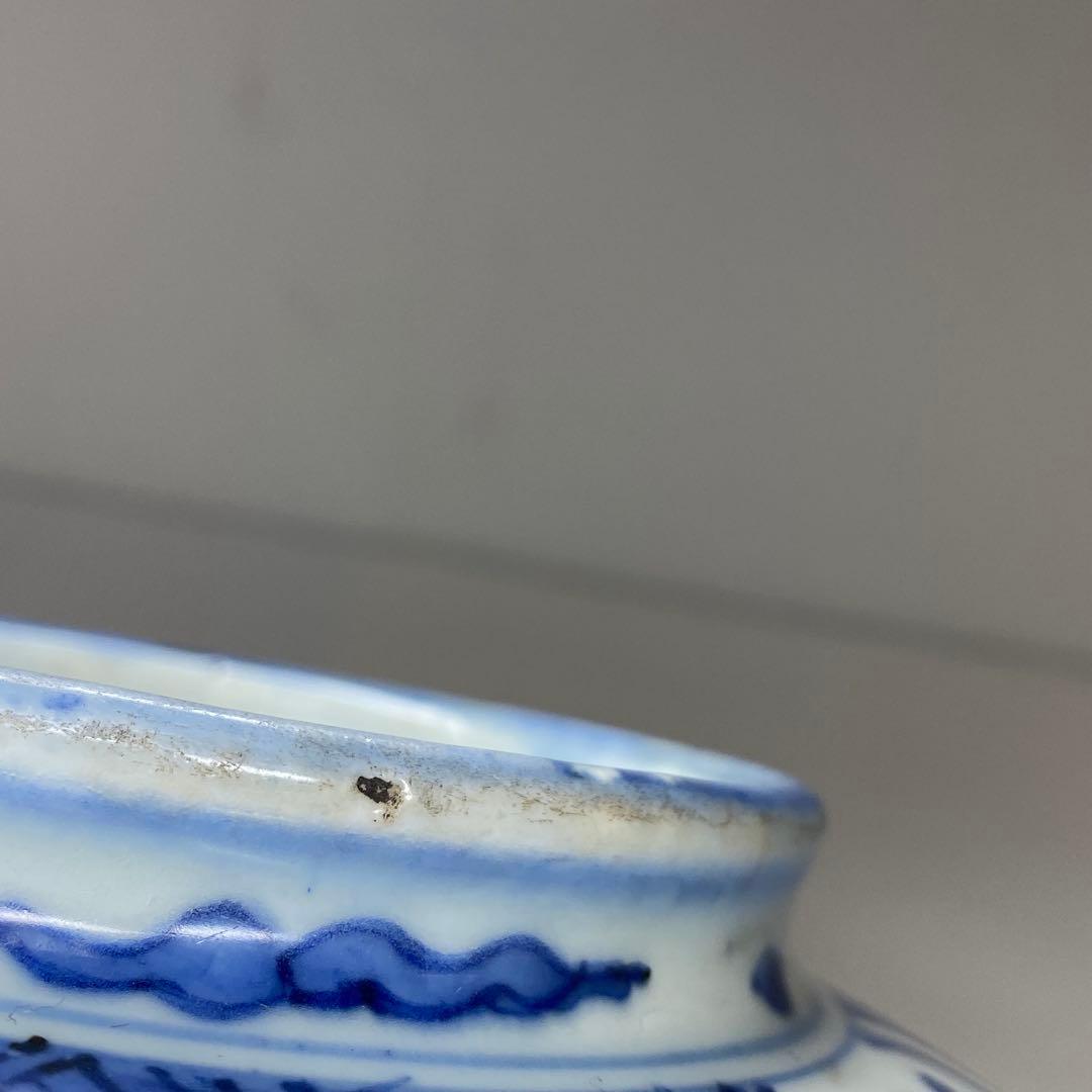 中国明時代　古染付　芙蓉手　壷　高さ18㎝　トヒウ　東な7-0302☆2F