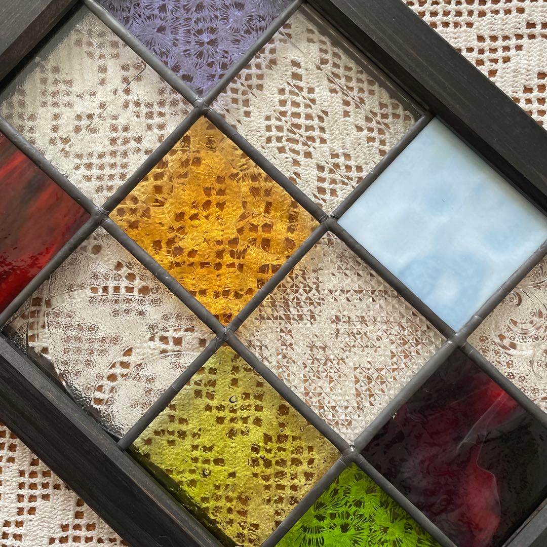 ステンドグラス　パネル　和モダン　格子戸