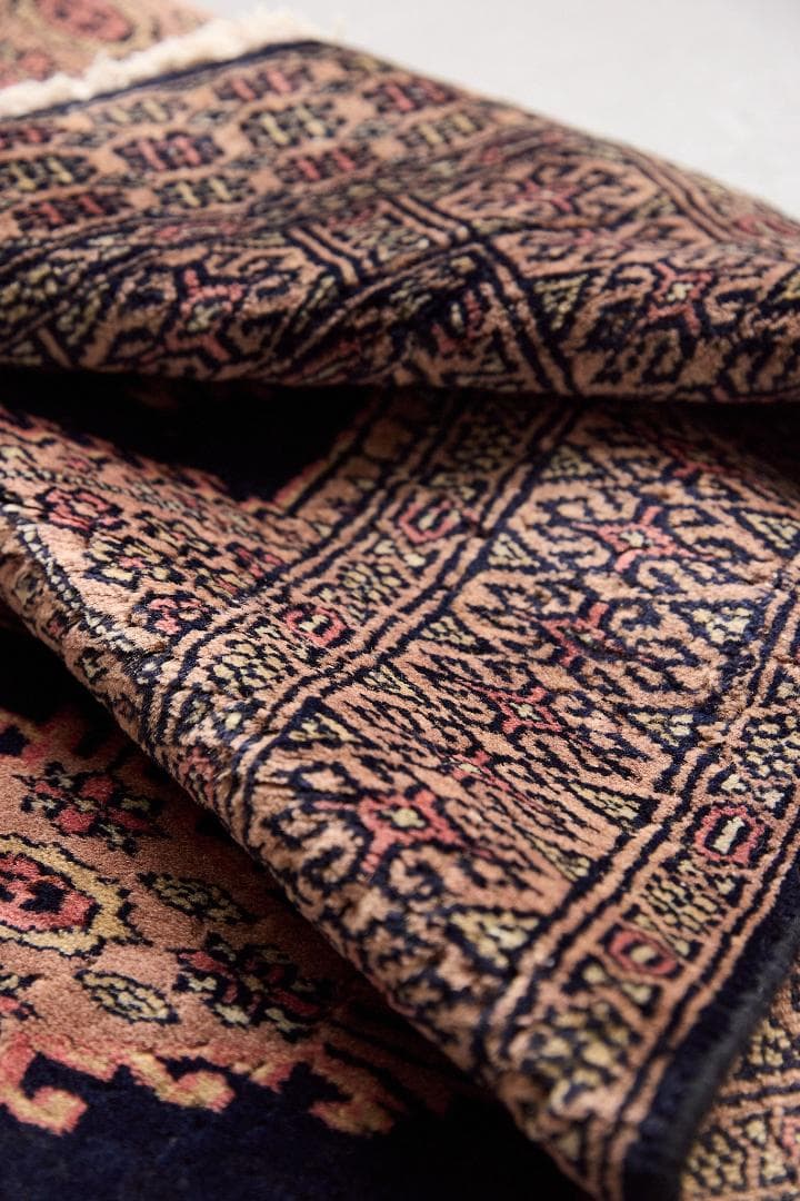 ヴィンテージラグ トライバルラグ　ラホール産（136×65cm）紺　黒　ベージュ