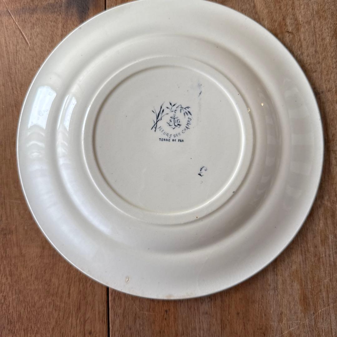 フランス アンティーク ディナープレート 花と蝶