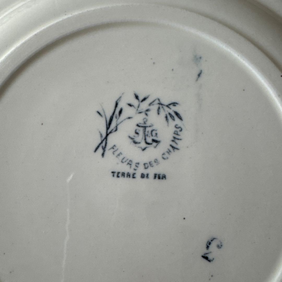 フランス アンティーク ディナープレート 花と蝶