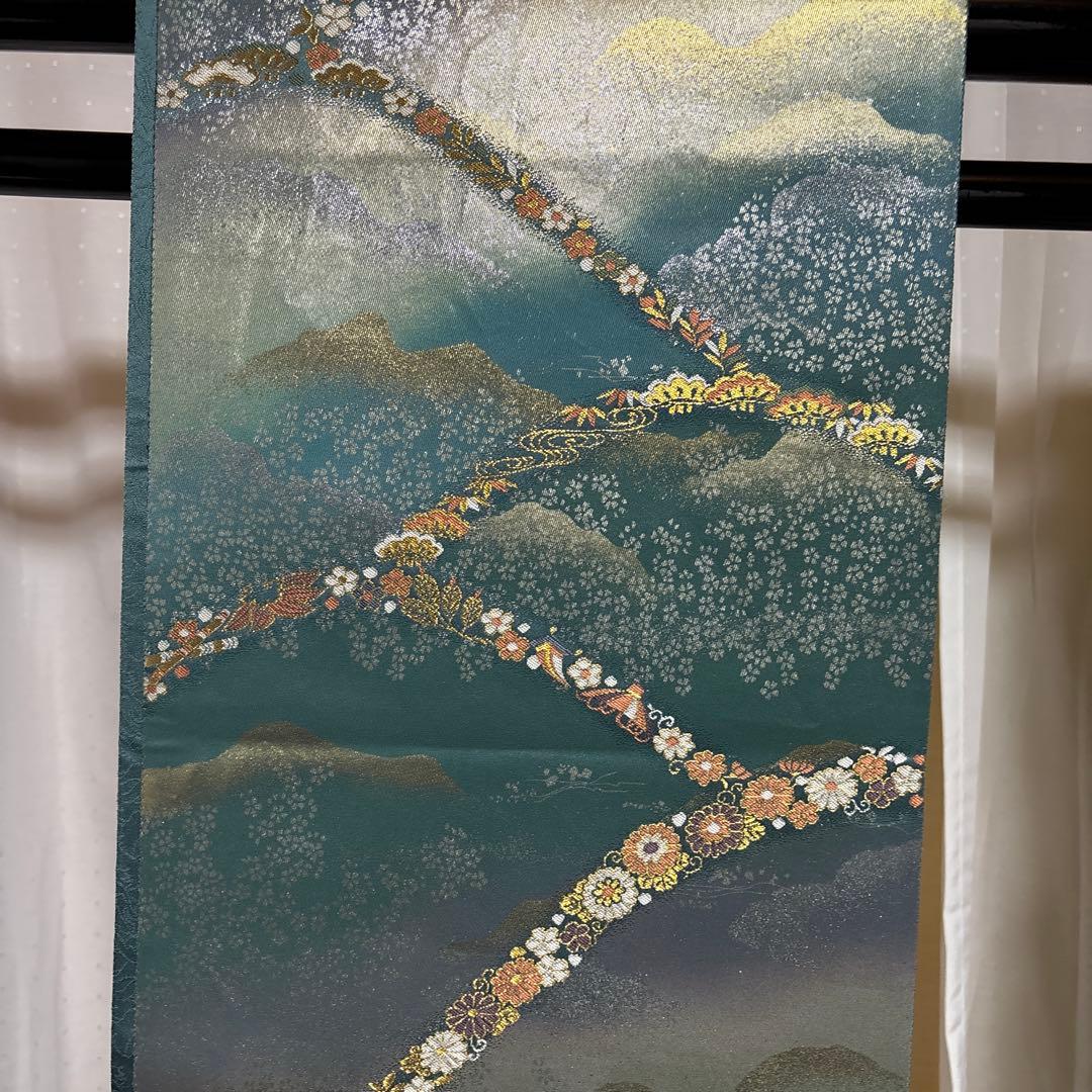 未使用近い　美品　袷　正絹　縮緬　色無地　フルセット　西陣唐織漆箔袋帯