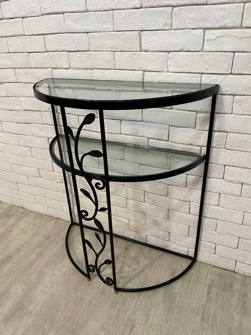 【東京都内23区配送無料】定価6万円　ガラス　コンソール　植物　玄関　棚　飾り