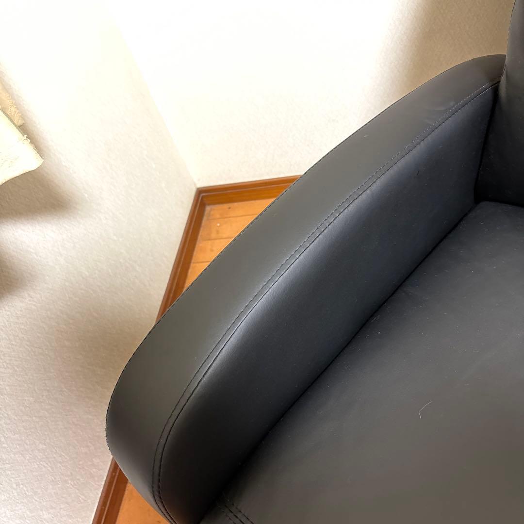 【 直接引取希望 】リクライニングチェアー 1人用 ブラック 合成皮革