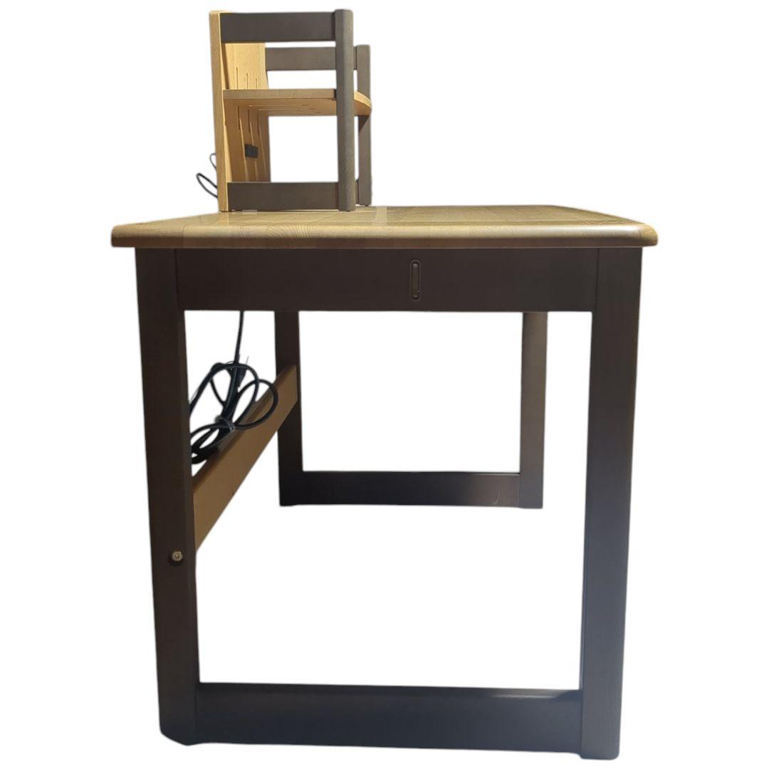 飛騨産業 デスク 両枠脚 ブックスタンド 天然木 5口 コンセン付き