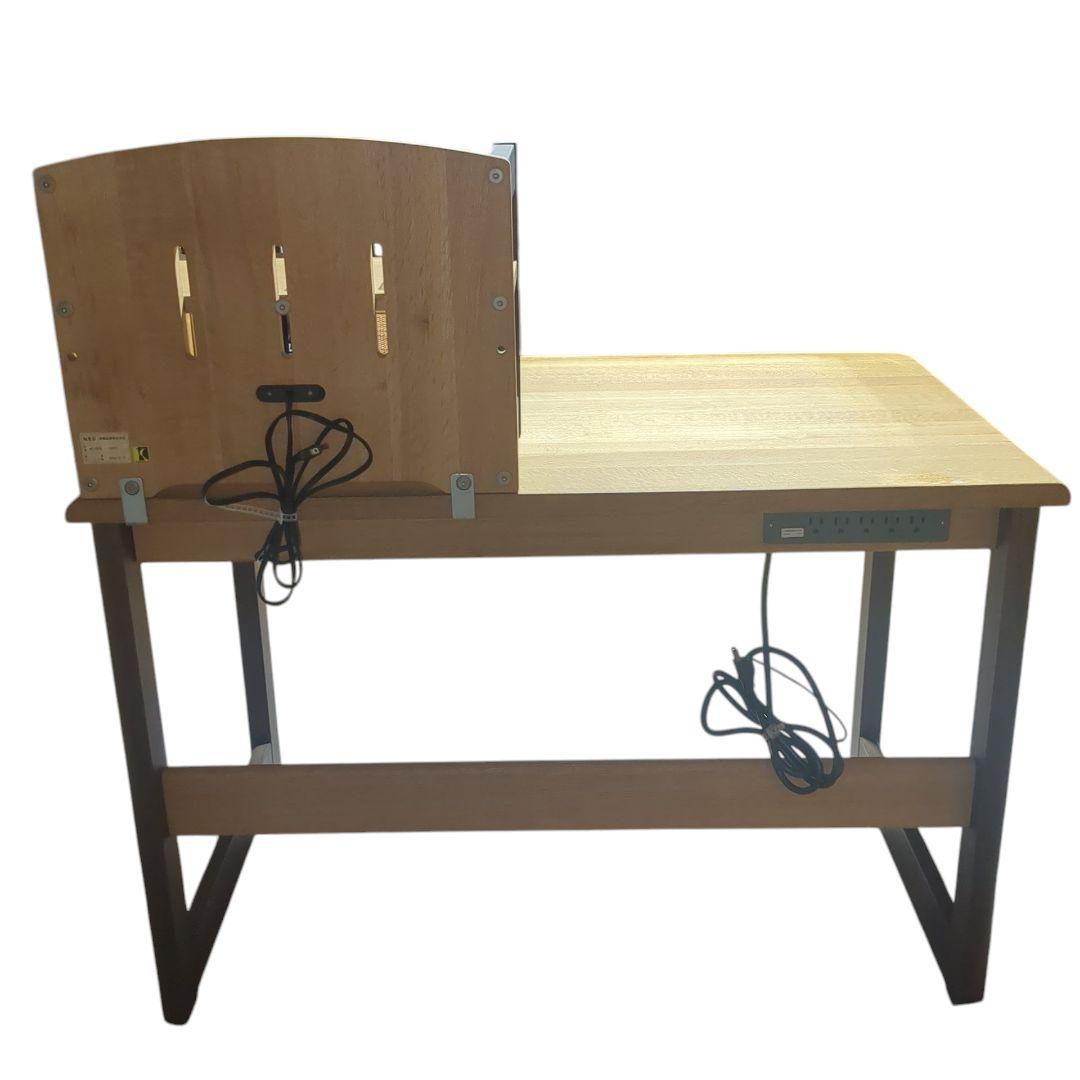 飛騨産業 デスク 両枠脚 ブックスタンド 天然木 5口 コンセン付き