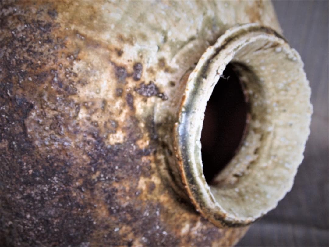 最上位作★岡見周二《師：古谷道生》★【窯変】伊賀壺★共箱・布