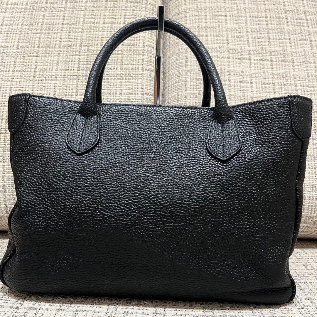 未使用品　A.D.M.J ハンドバッグ　シボ革　金具　ブラック　レザー　黒
